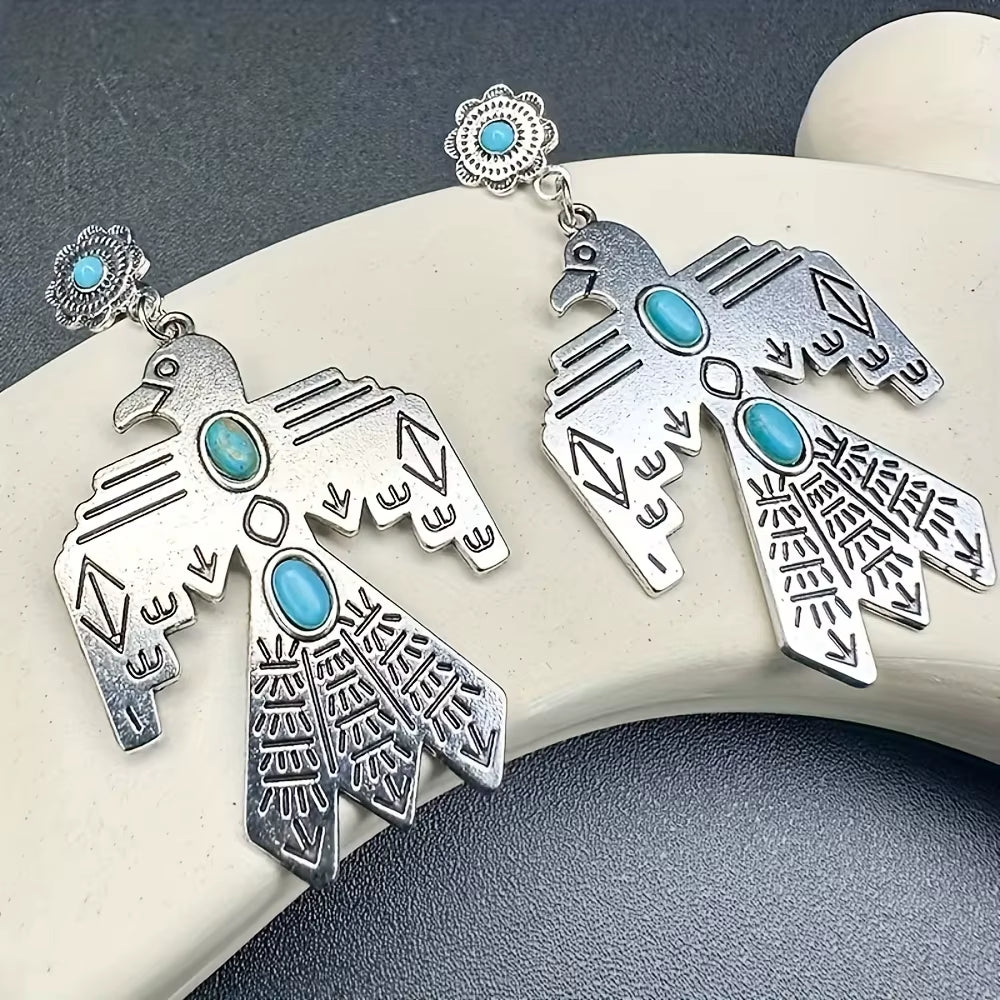 Retro Bohemian Eagle Totem Turquoise Pendant Ladies' Earrings Perfect for Parties and Vacations
