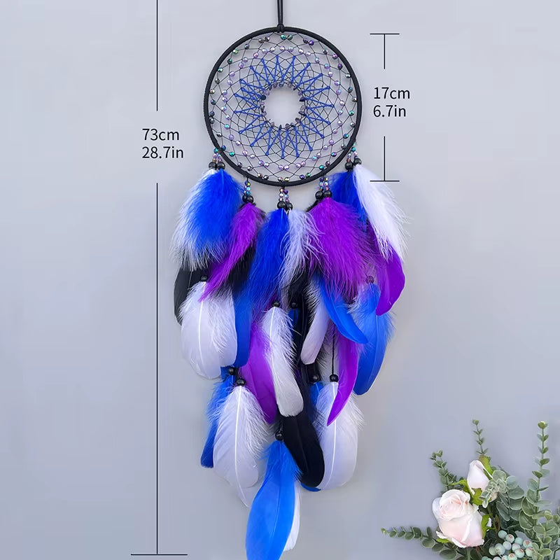 Dream Catcher Hand-Woven Colorful Feathers Wind Chimes Wall Pendant Living Room Bedroom Hanging Ornaments Festival Party Gifts