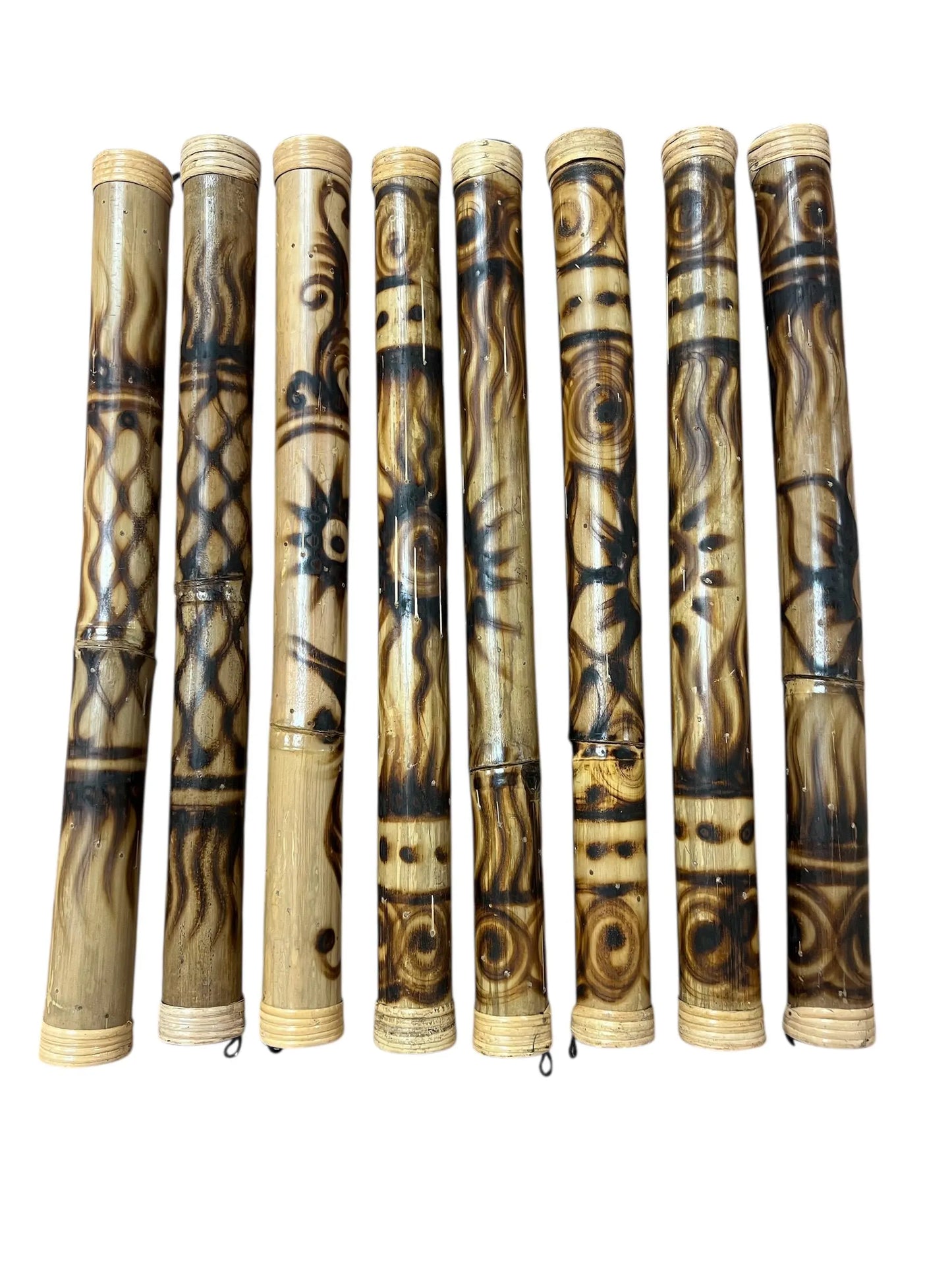 Terre Bamboo Rain Stick, Rain Maker 24" 32" 40" 48" 59" Painted, Burned, Cave or Maori Design