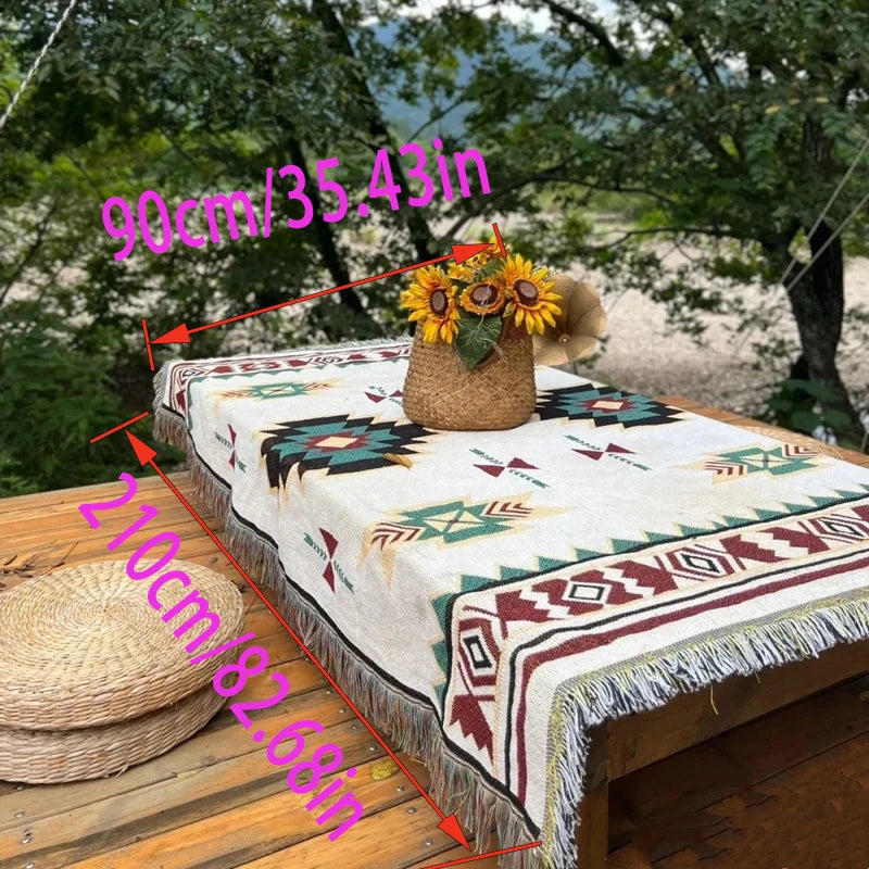 1Pc Durable Vintage Camping Blanket - Perfect for Outdoor Picnics, Tear Resistant Polyester Fiber, Machine Washable