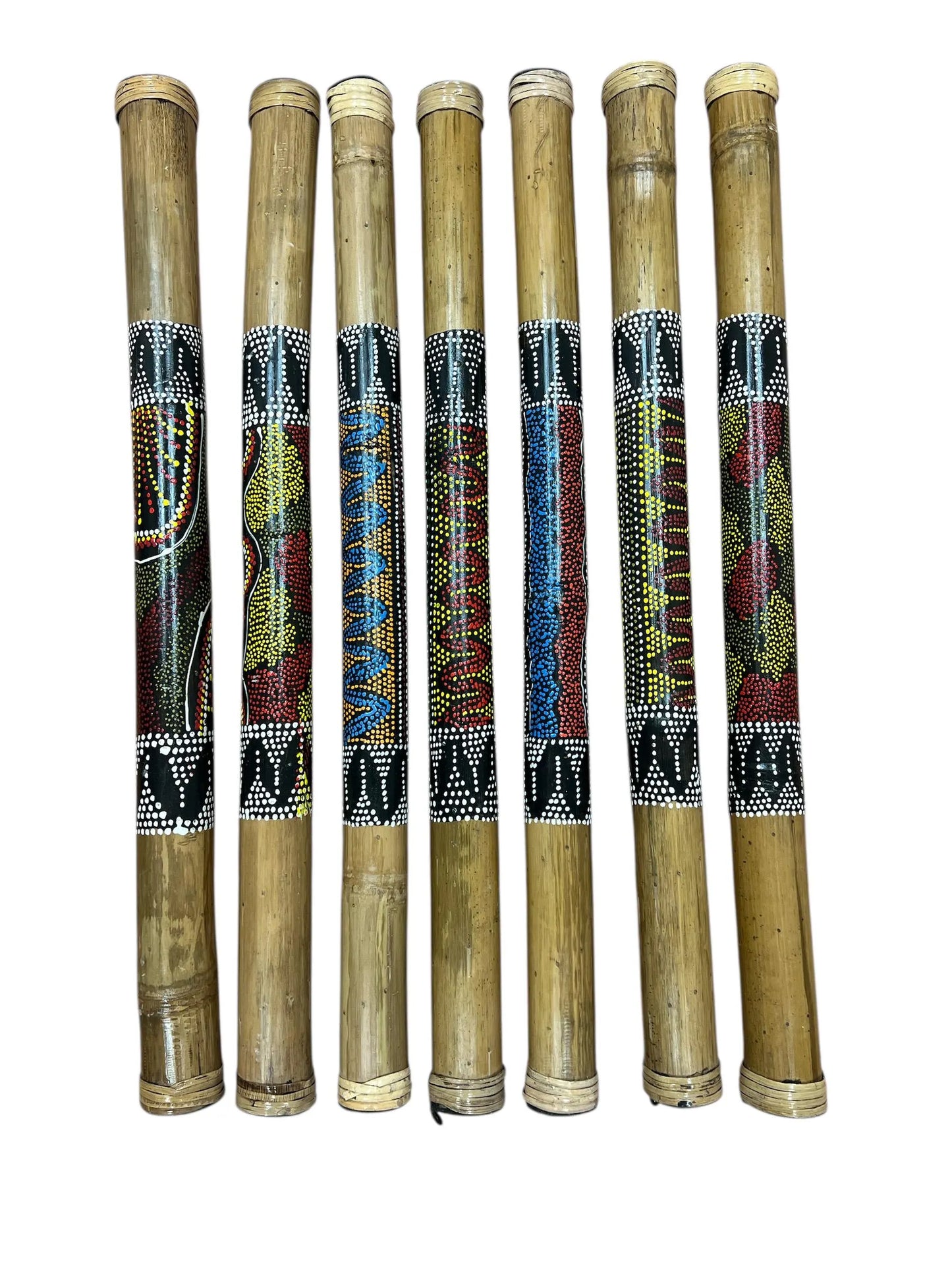 Terre Bamboo Rain Stick, Rain Maker 24" 32" 40" 48" 59" Painted, Burned, Cave or Maori Design