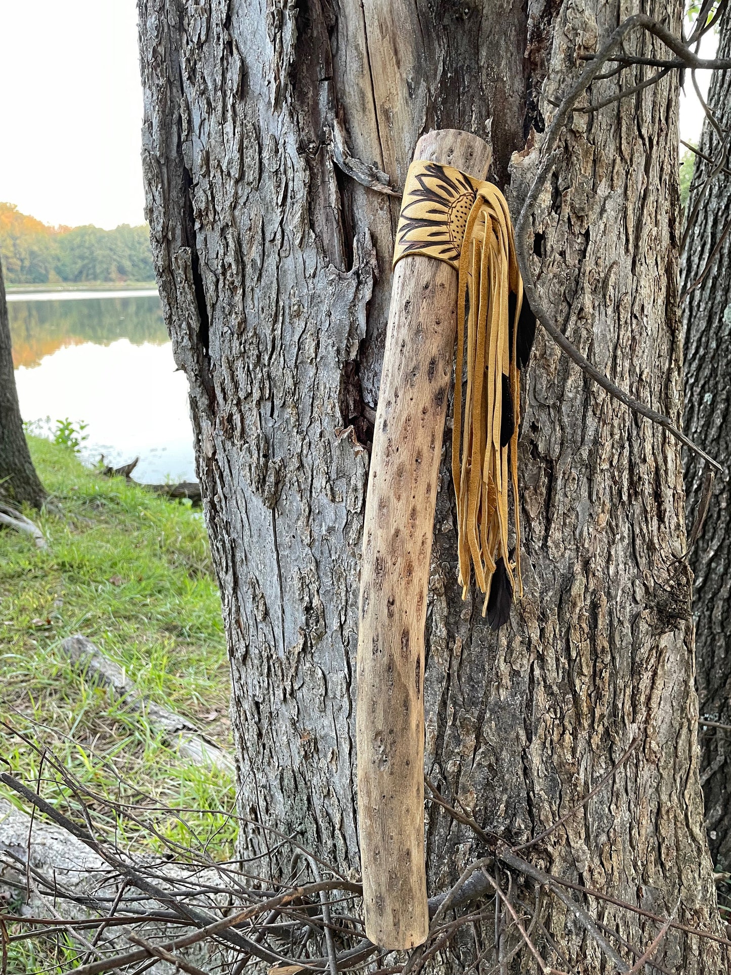 Sunflower Rainstick, 20 " Rainstick, Sound Healing, Rain Stick, Fringed Rain Stick, Tribal, Thick Rainstick, Sound Therapy