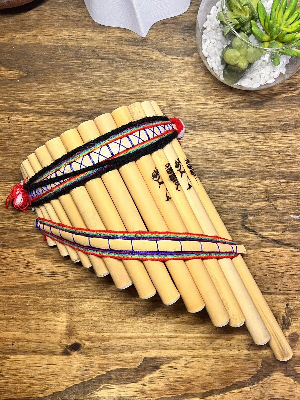 Handmade Peruvian Bamboo Pan Flute: 13-Pipe Left-Handed Instrument