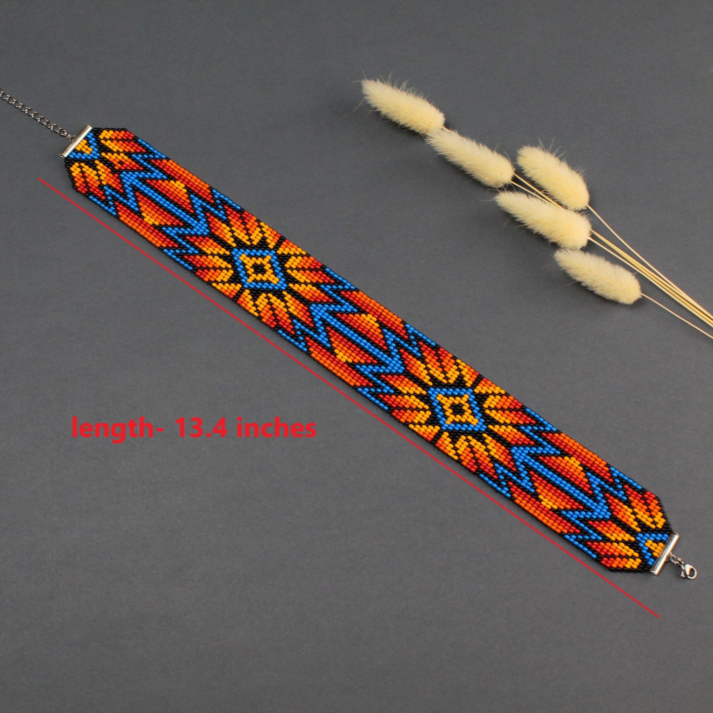 Native Seed Bead Loom Bracelet: Wide Czech Beadwork