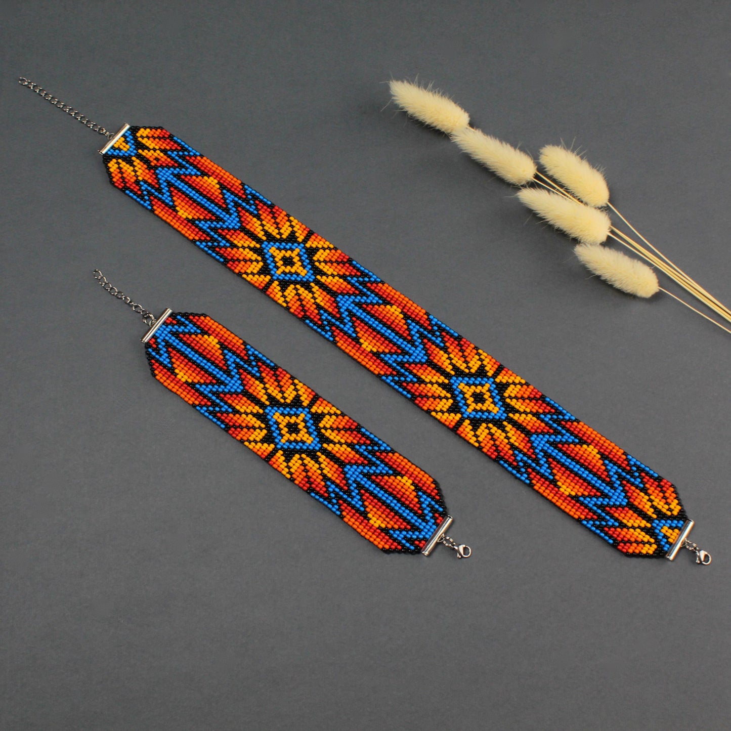 Native Seed Bead Loom Bracelet: Wide Czech Beadwork