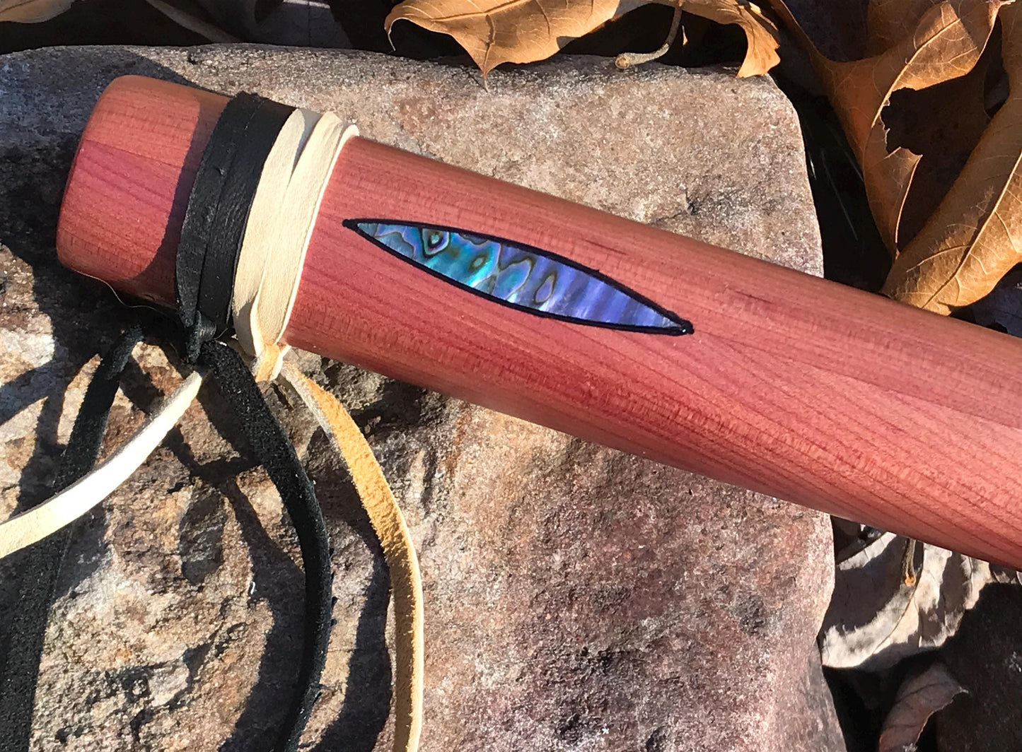 Native-American Style Cedar Flute - Walnut/Abalone Design