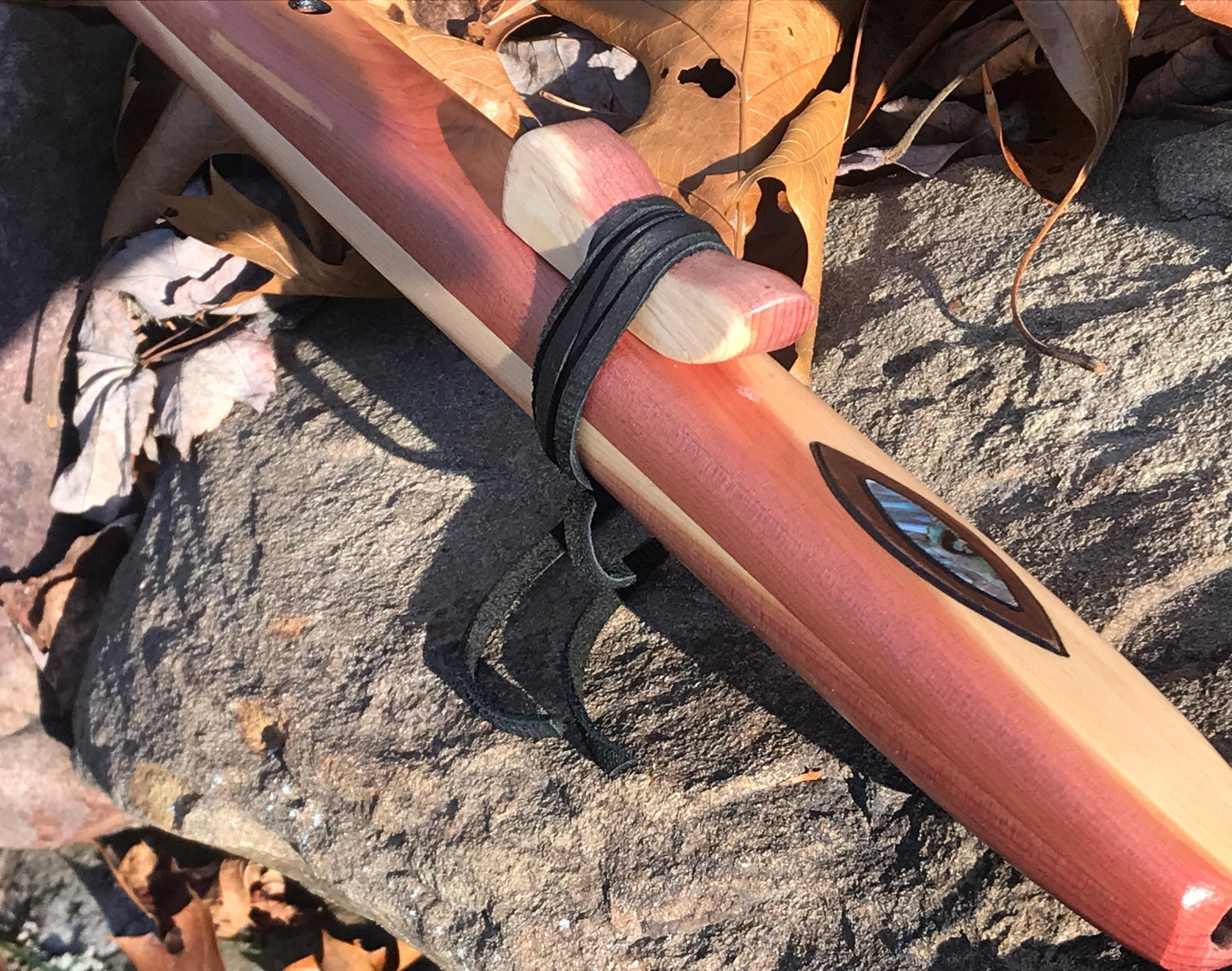 Native-American Style Cedar Flute - Walnut/Abalone Design