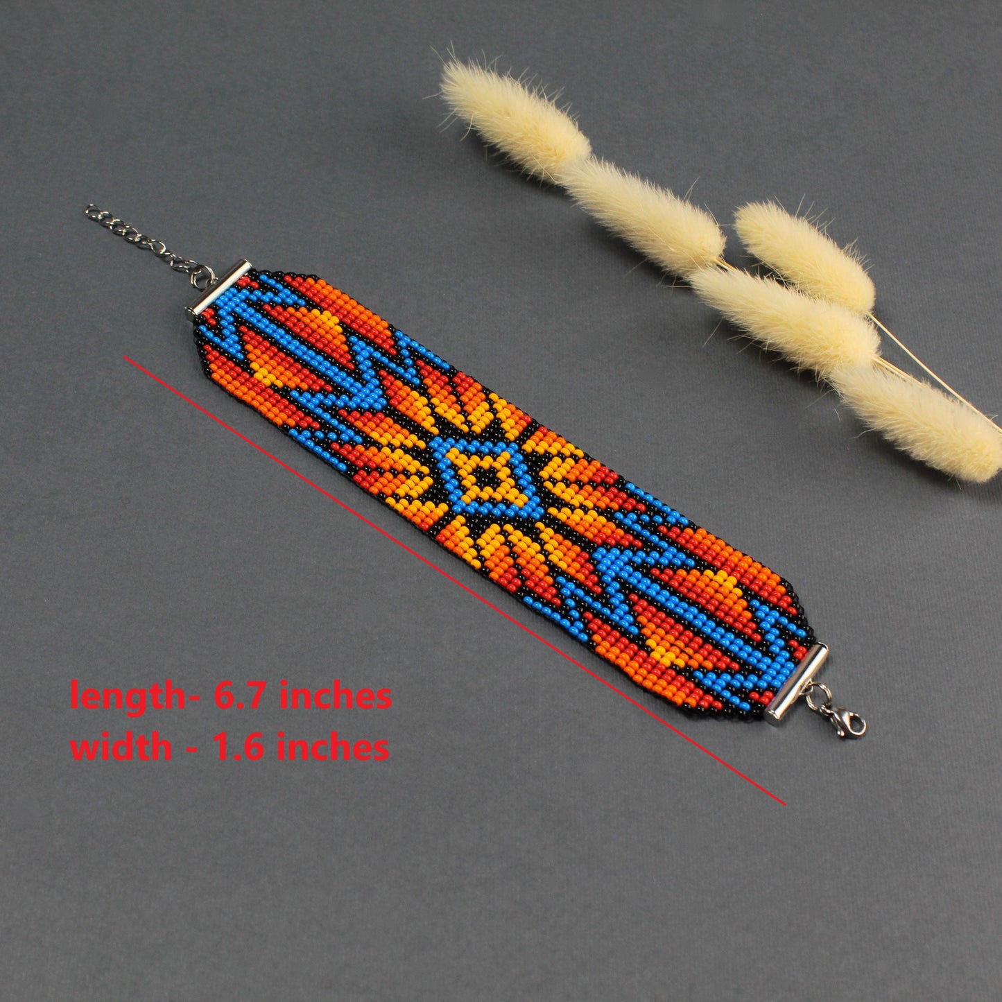 Native Seed Bead Loom Bracelet: Wide Czech Beadwork