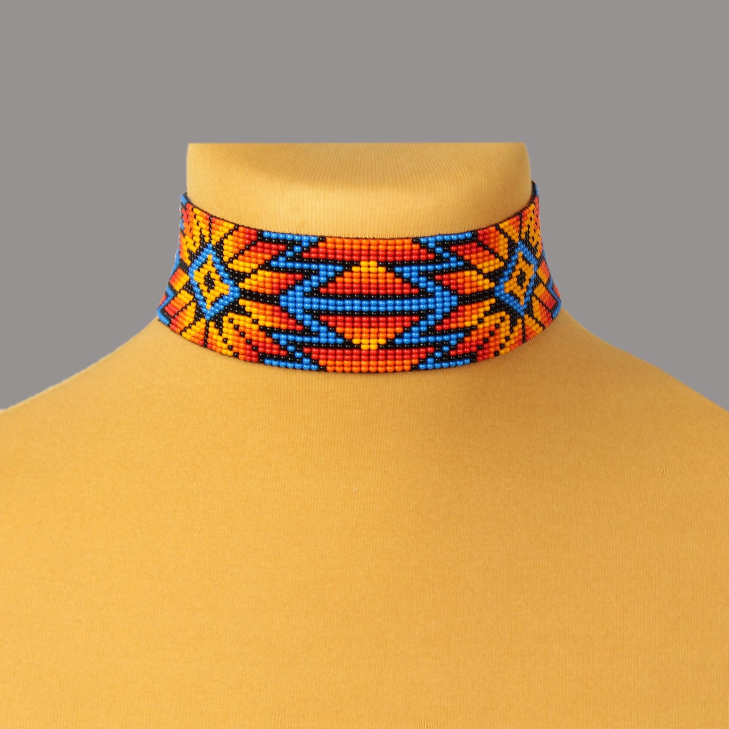 Native Seed Bead Loom Bracelet: Wide Czech Beadwork