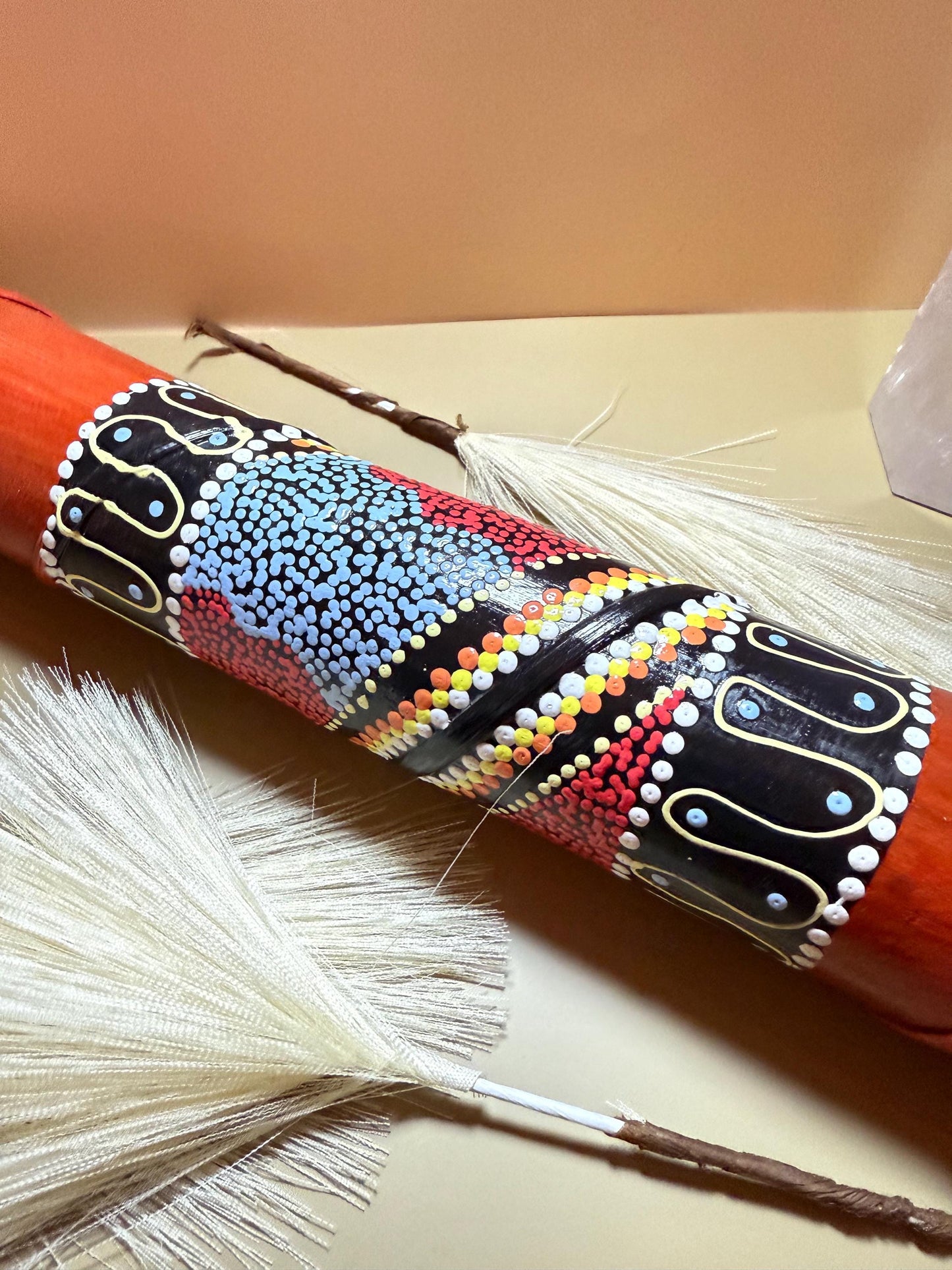 Hand-Painted Bamboo Rainstick: Indonesian Sound Healing Instrument