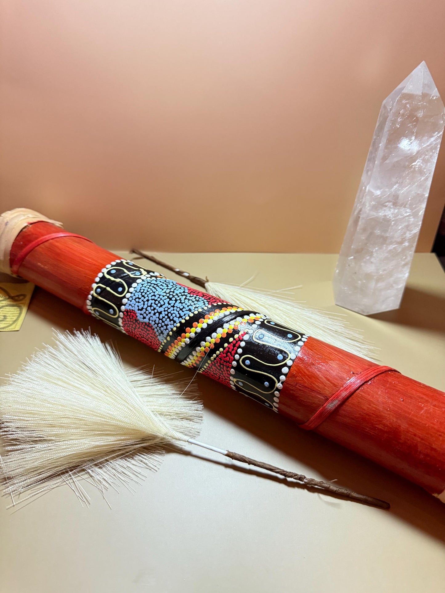 Hand-Painted Bamboo Rainstick: Indonesian Sound Healing Instrument