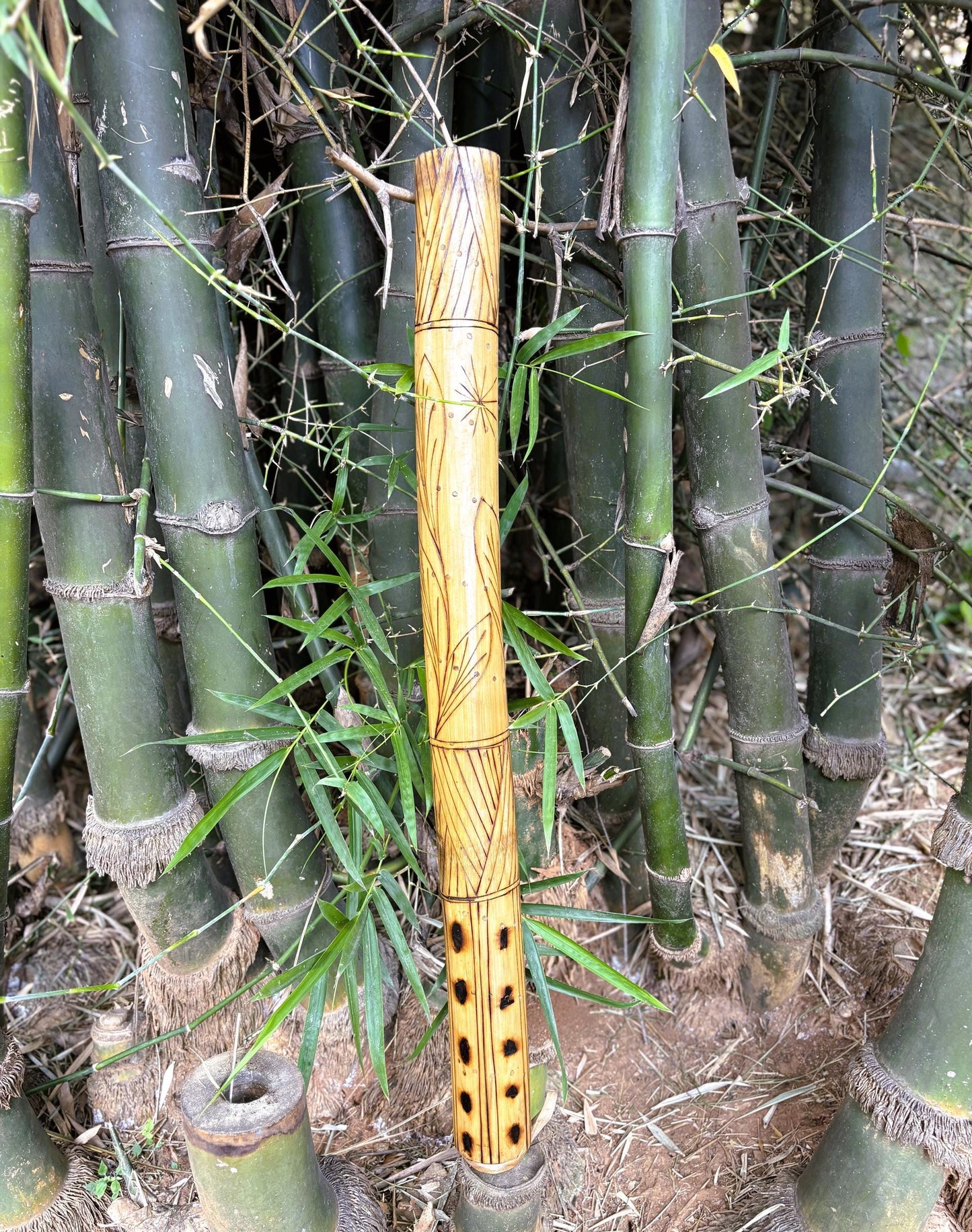 Handmade Bamboo Rainstick: Tribal Art Sound Instrument, Boho Decor (80Cm