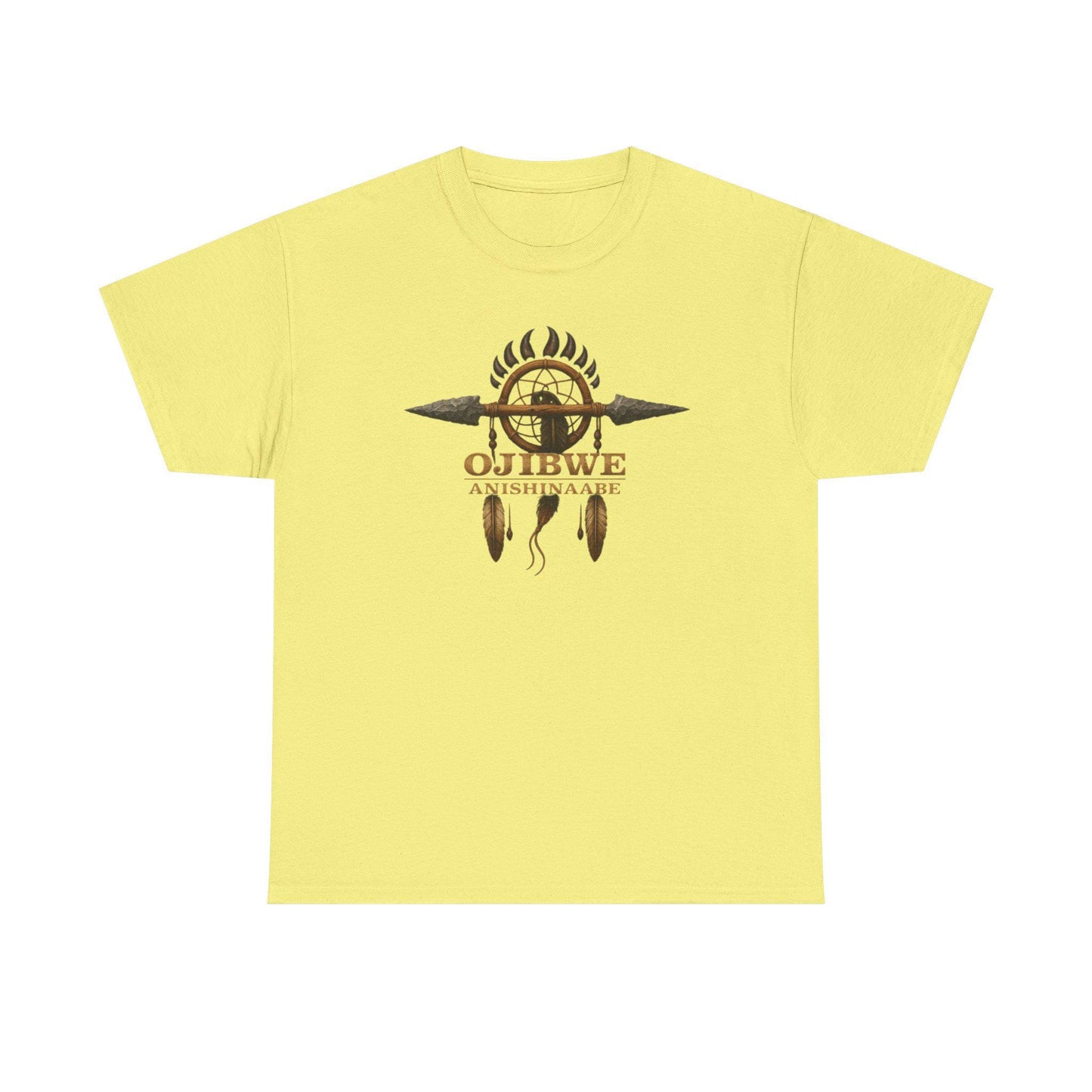 Ojibwe Anishinaabe Heritage Shirt | Indigenous Ancestry Tee | Native Culture Pride T-Shirt with Bear Paw & Feather Design Gift