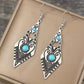 Vintage Bohemian Creative Geometric Rhombus Synthetic Turquoise Handmade Earrings, Alloy Female Wedding Couple Holiday Jewelry