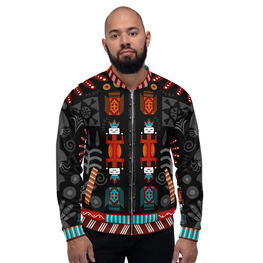 Navajo Art Unisex Bomber Jacket - Native American Culture Sand Painting