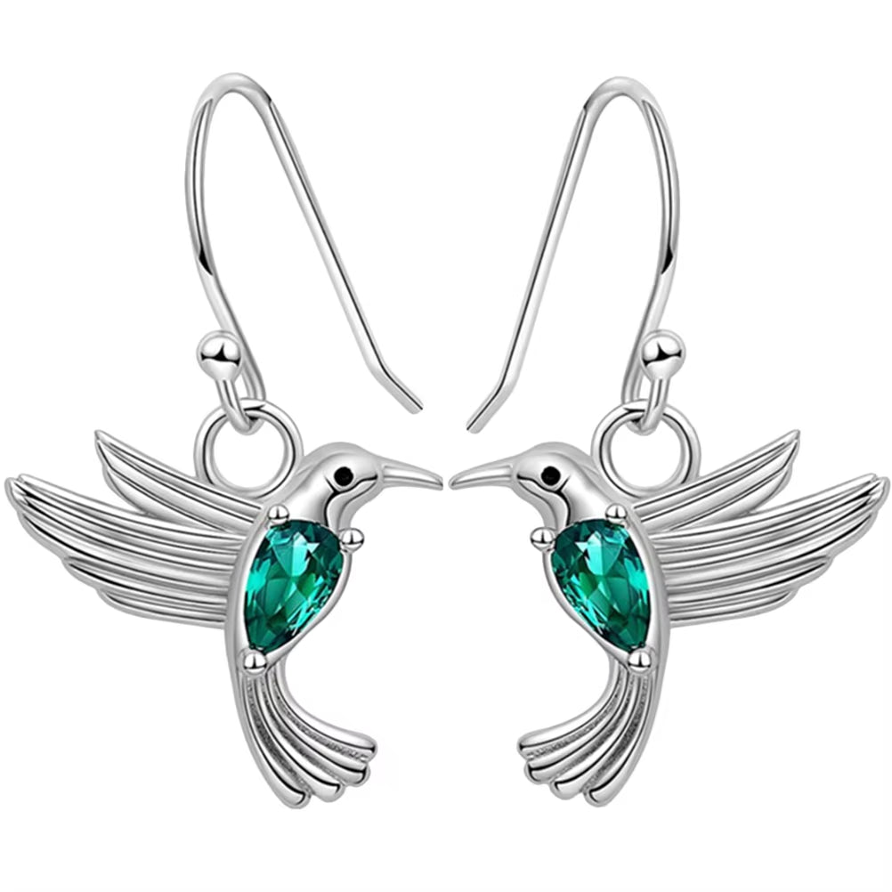 Hummingbird Earrings the Gift Gifts Dangle for Women Statement Fashion Zircon 925 Sterling Silver