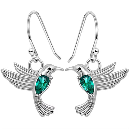 Hummingbird Earrings the Gift Gifts Dangle for Women Statement Fashion Zircon 925 Sterling Silver