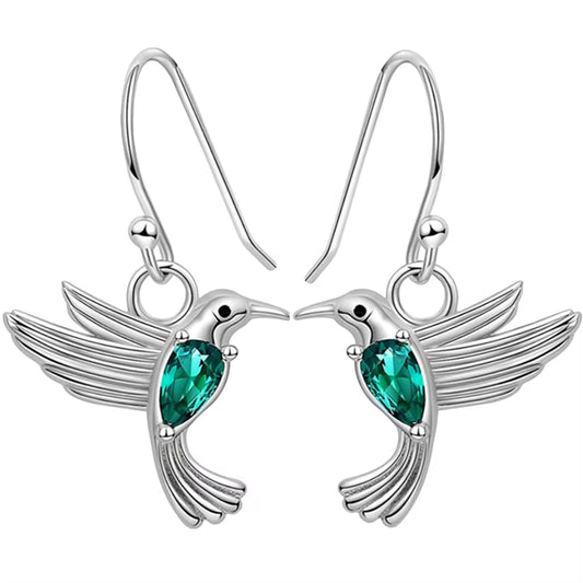 Hummingbird Earrings the Gift Gifts Dangle for Women Statement Fashion Zircon 925 Sterling Silver