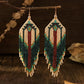 Bohemian Style Long Tassels, Handmade Beaded Earrings, Seed Beads, Geometric Shapes, Earrings, Gifts for Mothers