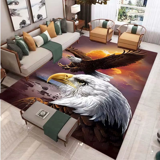 Majestic Eagle Sunset Rug for Elegant Homes | Wildlife Art Area Rugs | Luxury Living Room Decor Skid Resistant Carpet