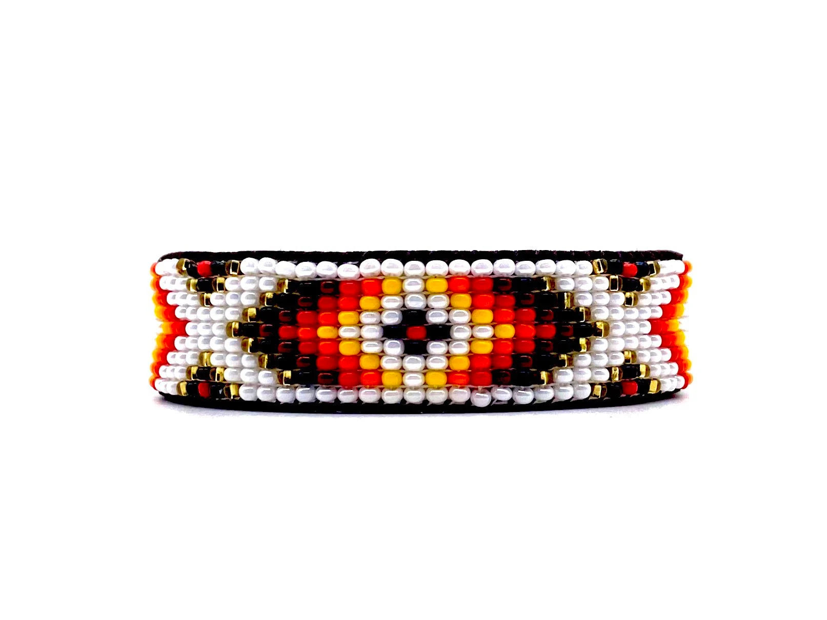 White Beaded Leather Cuff Bracelet: Native Made Jewelry Handcrafted by Indigenous Mayan Artisans