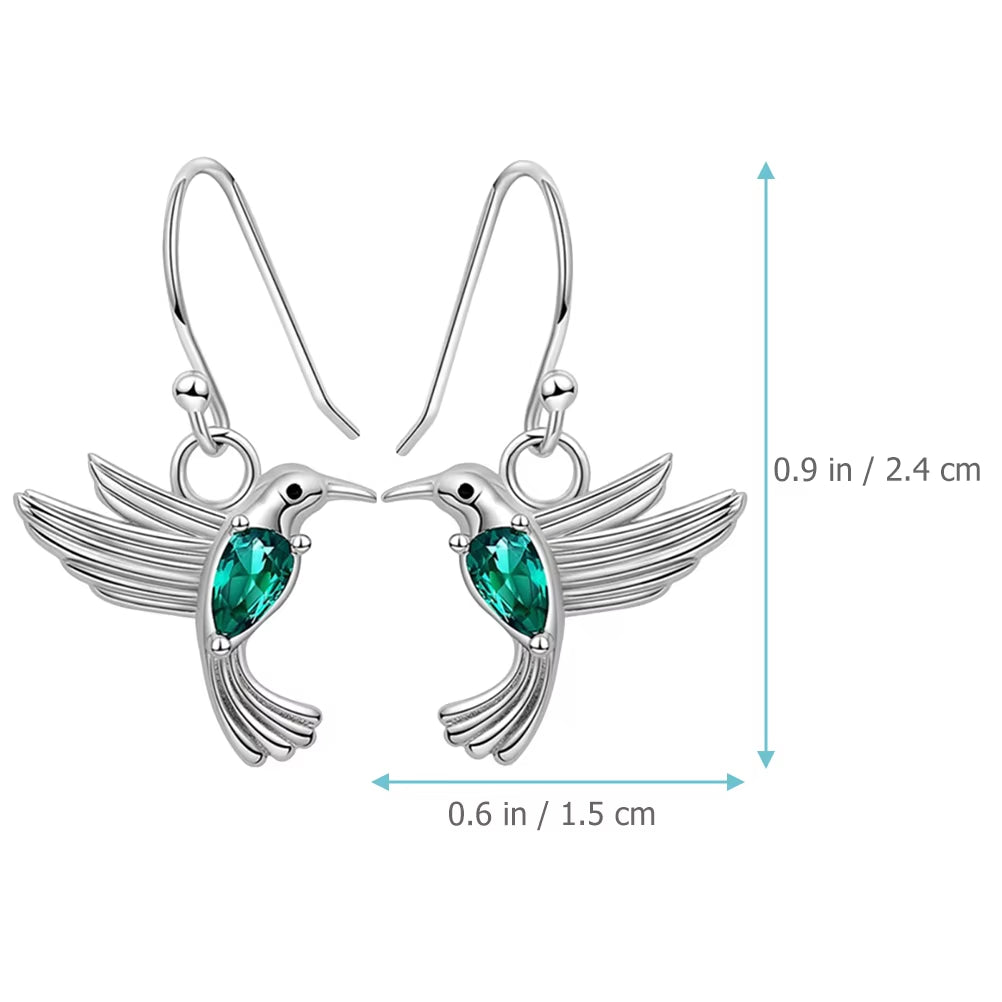 Hummingbird Earrings the Gift Gifts Dangle for Women Statement Fashion Zircon 925 Sterling Silver