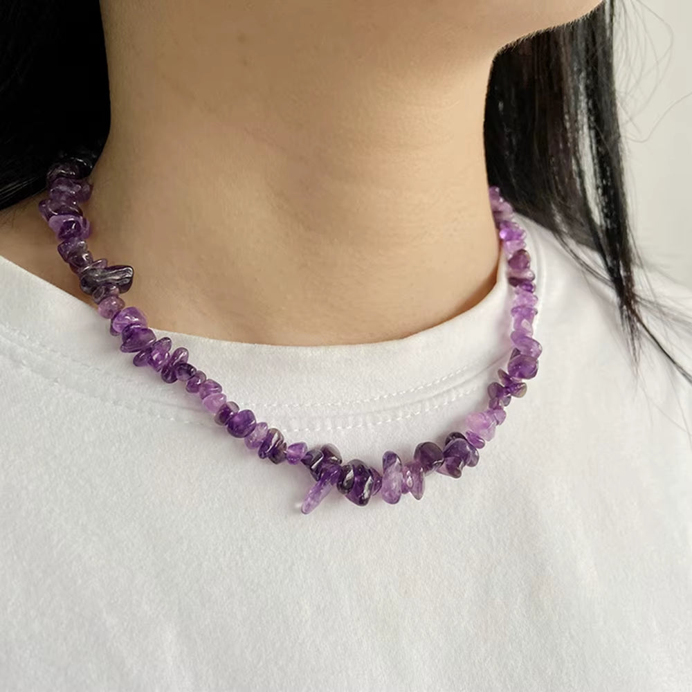 Blue Turquoises Gravel Chain Necklace 5-8MM Fashion Irregular Synthetic Turquois Gem Choker Friendship Party Jewelry Gift