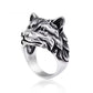 Vintage Wolf Head Men Trend Animal Exaggerated Domineering Hip Hop Personality Open Ring Jewelry
