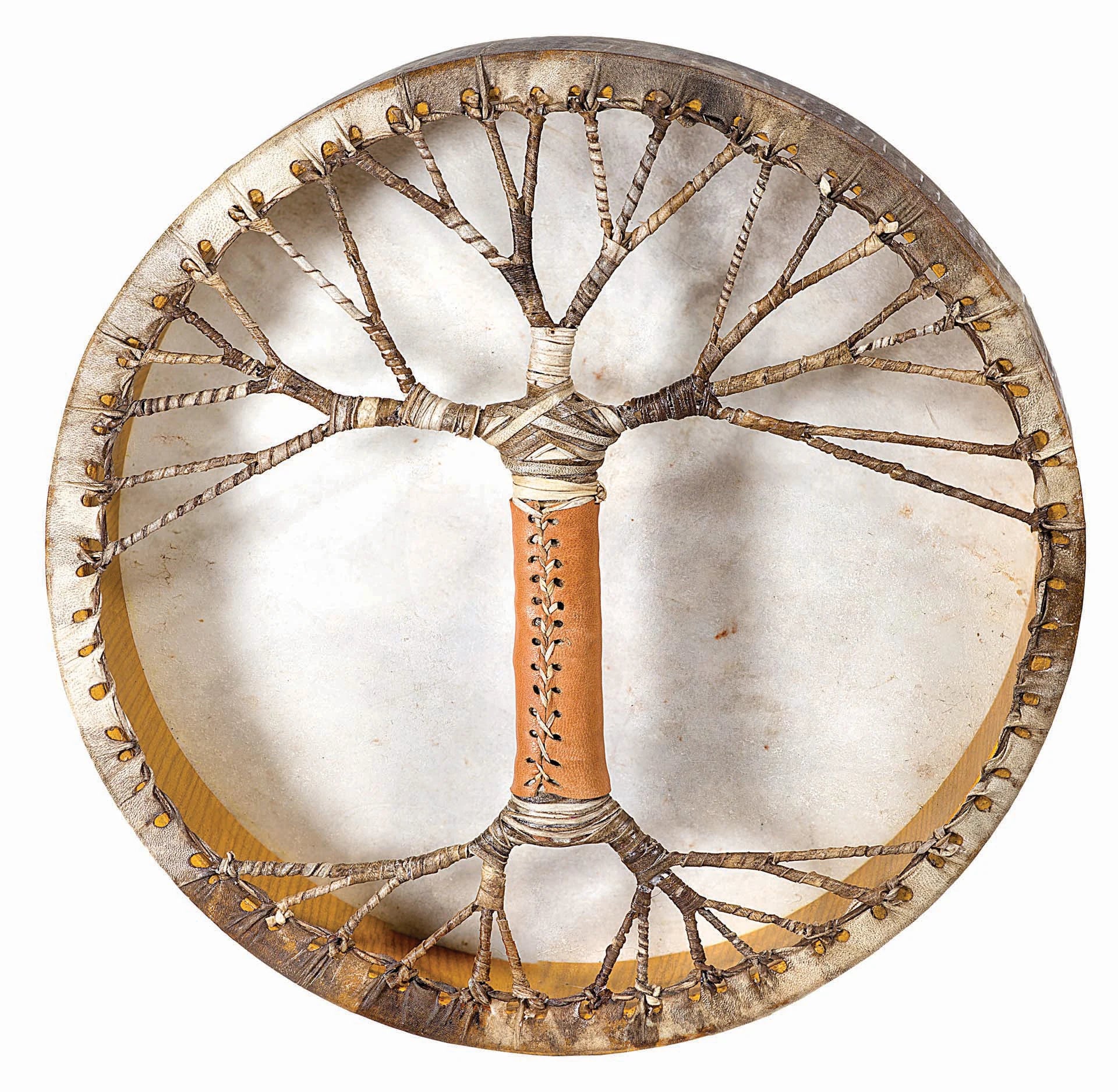 Terre Handcrafted Shaman Drum 16In 20In 24In - Goat Skin Viking Leather Style - Native American Frame Drum - Musical Gift