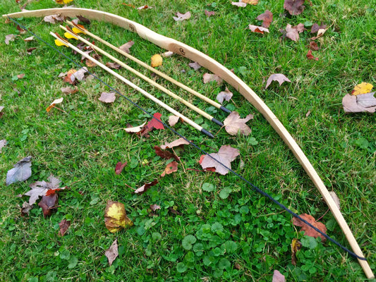 64" Bow & Arrow Combo - Longbow + 3 Arrows