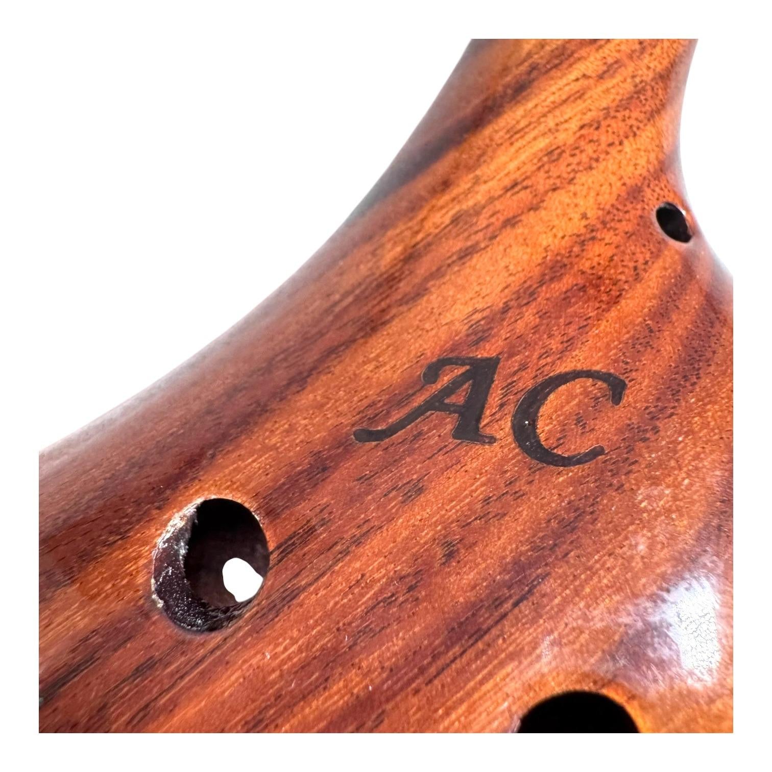 Vtg 12 Hole Wooden Ocarina Alto C Acacia Wood Tenor C Ocarina Music Instrument