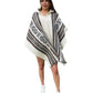 Handmade Wool Poncho: Geometric Tribal Design Hooded Cape