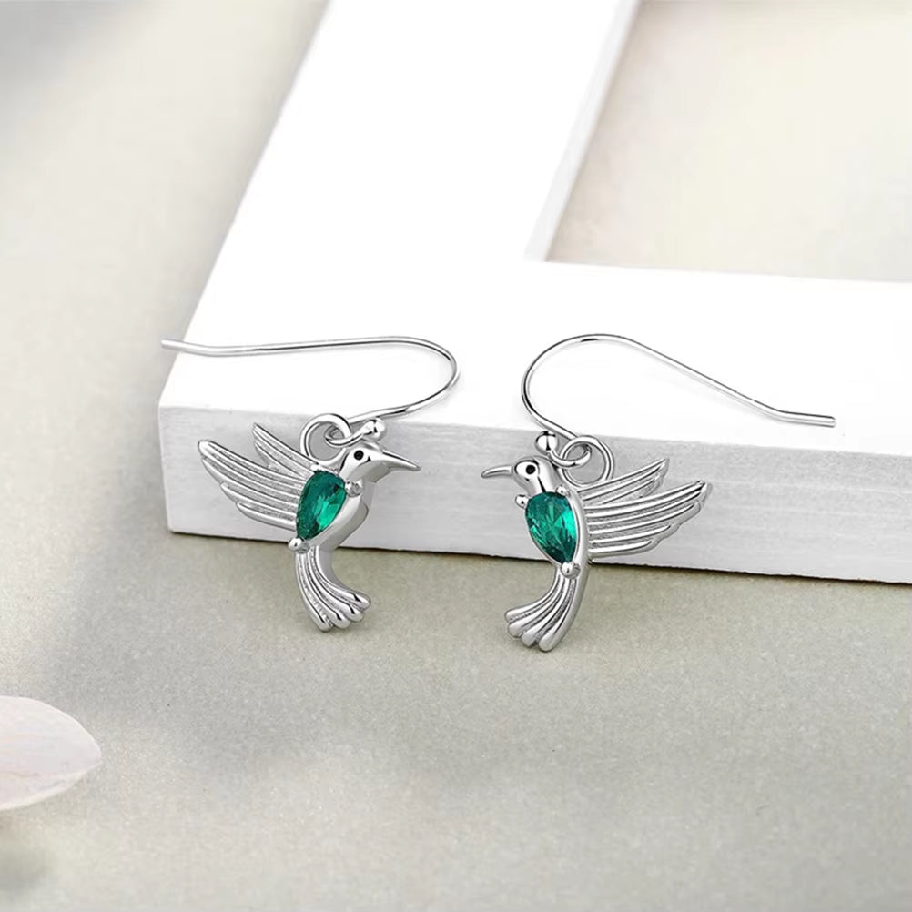 Hummingbird Earrings the Gift Gifts Dangle for Women Statement Fashion Zircon 925 Sterling Silver