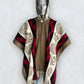 Alpaca Wool Poncho in Beige/Red. Navajo Southwestern Poncho Handcrafted by Indigenous Hands. Soft and Warm with Hood. One Size Unisex Use.