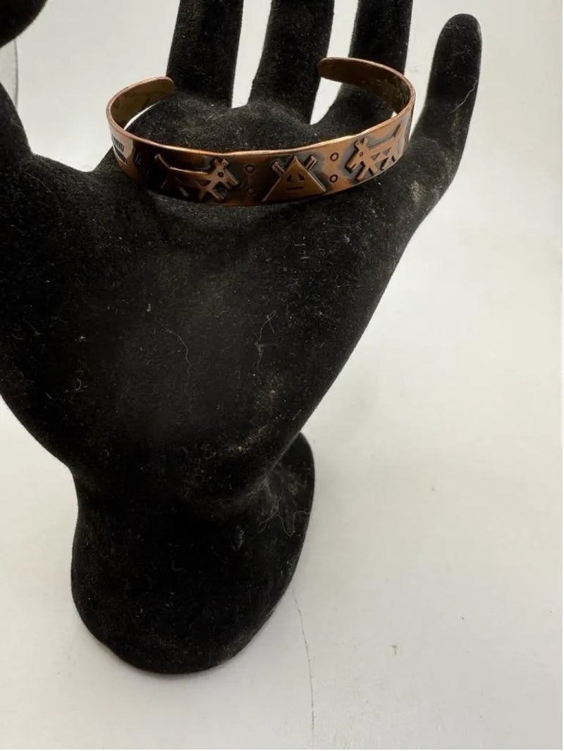 VTG Child’S Southwest Native American Signed Copper by Bell Cuff Bracelet