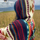 Alpaca Wool Poncho (Blue & Red). Unisex. Exclusive Design! Crafted by Indigenous Hands. One Size, a Hooded Poncho.Free SHIPPING! Gift Ideas.