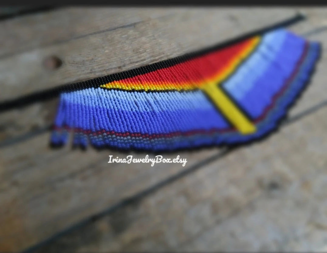 Sunset Choker,Beaded Fringe Choker,Beads Choker,Native American Style Choker,Necklace for Women,Beadwork Jewelry,Handmade Gift for Her