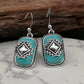 Bohemian Shield Design Geometric S Earrings for Women Tribal Jewelry Antique Silver Color Blue Stone Earring