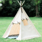 Kids Canvas Teepee Play Tent with Roll up Door and Window, Two Great Sizes, with Blue Arrows or Natural Mat