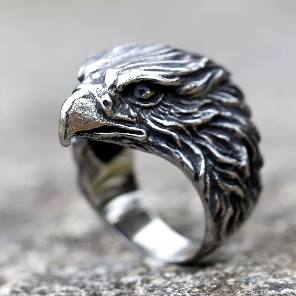 New Arrival Design Stainless Steel Head of Eagle Trend Men'S Animal Ring Fashion High Quality Jewelry Dropshipping