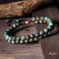 Natural African Turquoise Bracelet - Green Turquoise Stone Braided Bracelet - Green Gemstone Healing Bracelet Gift to Him, Gift to Her