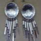 Native American Hammered Sterling Silver Earrings with White Beaded Tassels