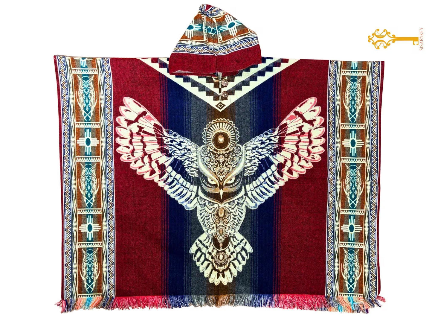 Wise Owl Native Alpaca Poncho | Handmade | Unique Clothing | Christmas Gift Idea|