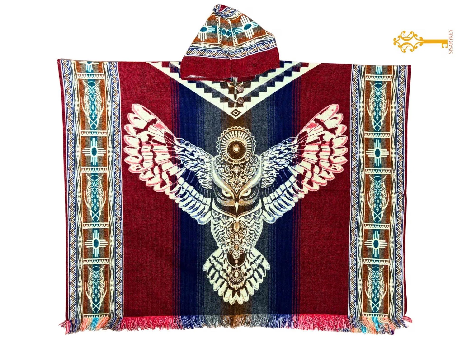 Wise Owl Native Alpaca Poncho | Handmade | Unique Clothing | Christmas Gift Idea|