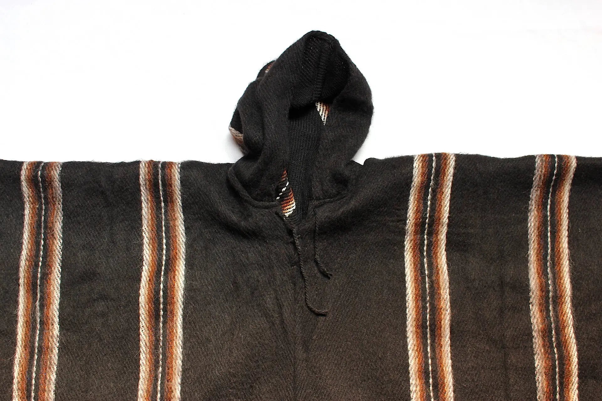 SALE 25% OFF* Men'S Alpaca Llama Wool Hooded Poncho Light and Warm in Natural Colors with Ethnic Andean Designs