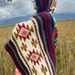 Alpaca Wool Poncho (Blue & Red). Unisex. Exclusive Design! Crafted by Indigenous Hands. One Size, a Hooded Poncho.Free SHIPPING! Gift Ideas.