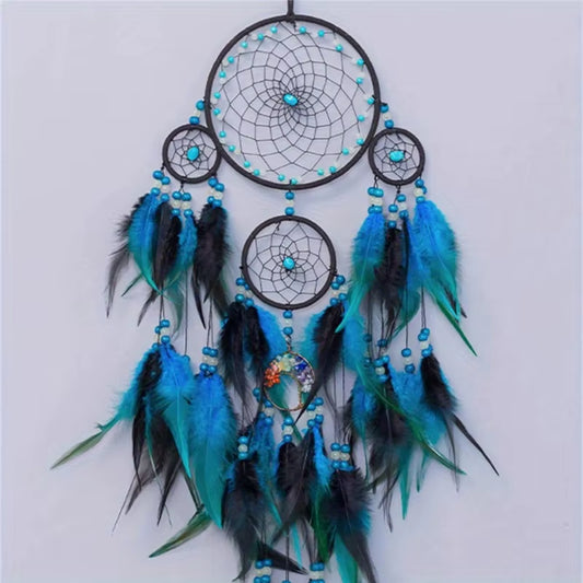 1Pcs Blue Life Tree Feather Dream Catcher, Bohemian Style Home Decoration, Wall Decoration, New Home Gifts