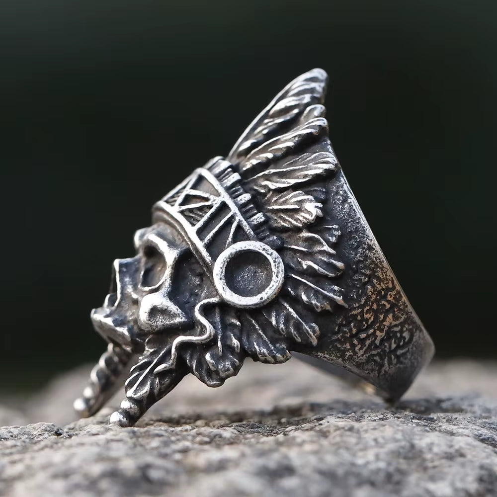 2025 New Vintage Stainless Steel Indiana Skull Ring for Men Biker Punk Hip Hop Gothic Jewelry for Gift Free Shipping