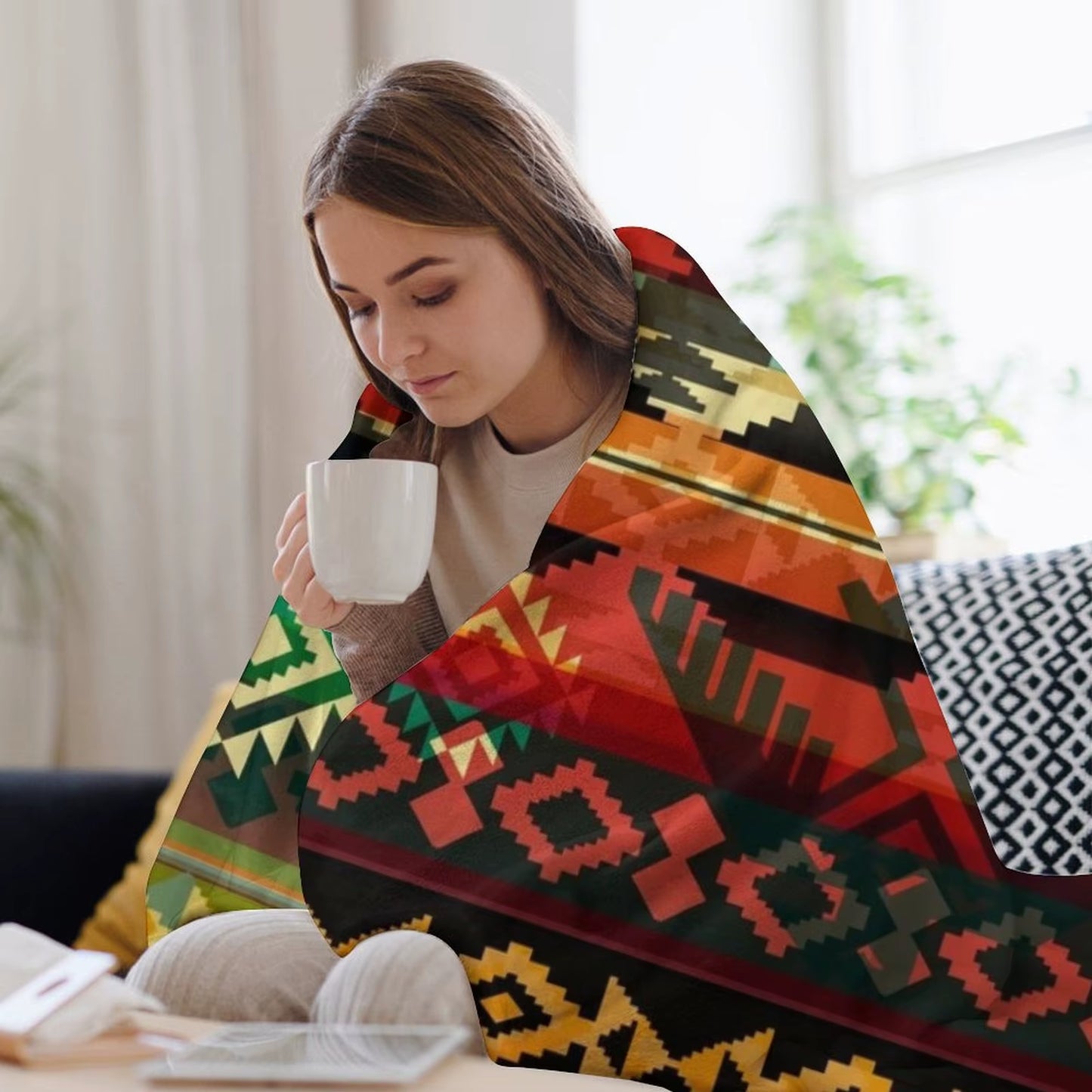 Peyote Visions Native American Pattern Throw Blanket Plush Summer Beddings Decorative Sofa Thermal Blankets