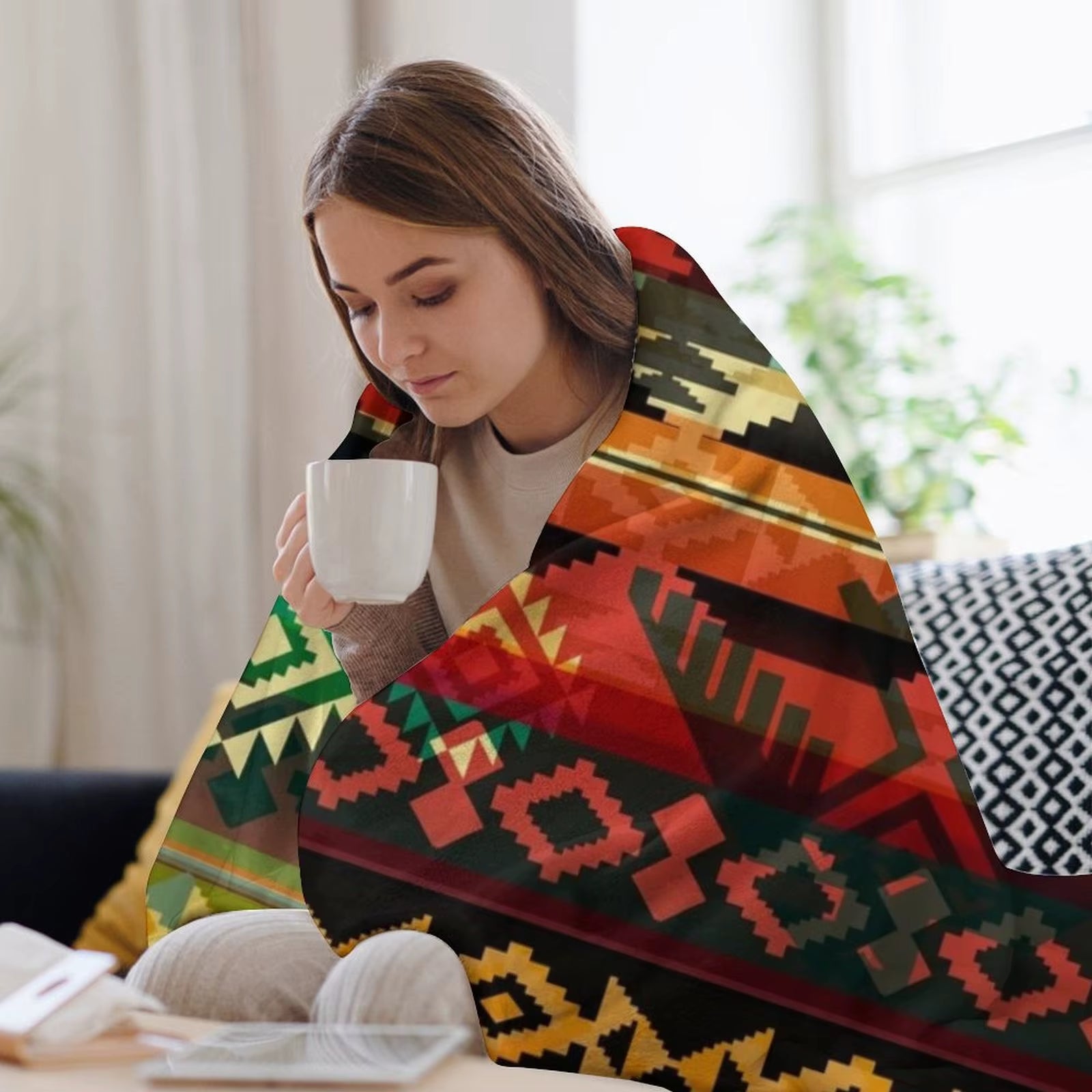 Peyote Visions Native American Pattern Throw Blanket Plush Summer Beddings Decorative Sofa Thermal Blankets